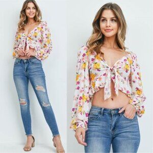 Romance is in the Air Floral Crop Top